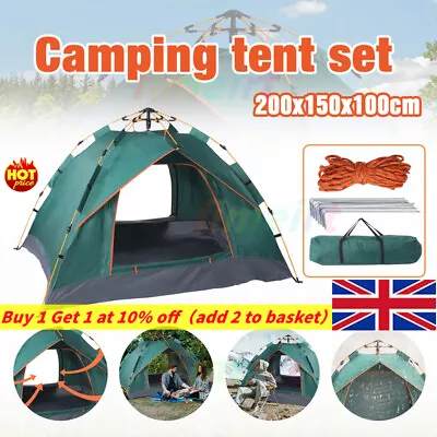 2-3 Man Automatic Instant Double Layer Pop -Up Camping Tent Waterproof  Outdoor • £24.59