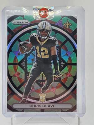 $225 • Buy 2022 Prizm Football Chris Olave Stained Glass Prizm SSP New Orleans Saints Fire