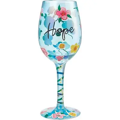 Lolita Decorative Floral Colourful Blue Large Wine Glass Hand Painted  Hope • £20.99