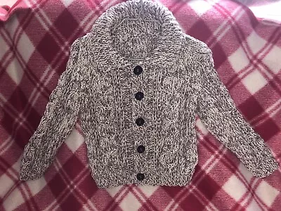 Brand New Hand Knitted Boys Brown & Cream Mix Jacket 24” Chest Age 3-4 Years • £12