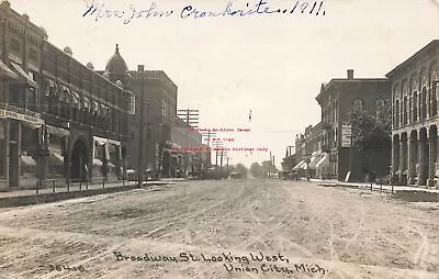 MI Union City Michigan RPPC Broadway St Looking West Childs Photo No 36416 • $34.99