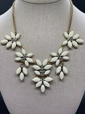 J Crew Statement Necklace Rhinestones Gold Tone White  17” With 3” Extender Nice • $4.72