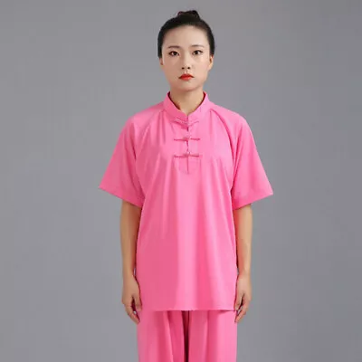 Silk Kung Fu Tai Chi Uniform T-Shirt Pants Summer Martial Arts Wingchun Suit New • $29.99