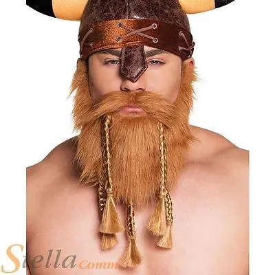 Viking Beard Adult Mens Brown Medieval Fancy Dress Costume Accessory • £9.49