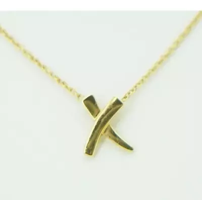 Tiffany Paloma Picasso K18YG 750 Love & Kiss Necklace Cross Motif 　gold　2.2g • $913.77