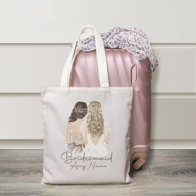 £5.99 • Buy Bride And Bridesmaid Tote Bag Thank You Wedding Personalised Tb001