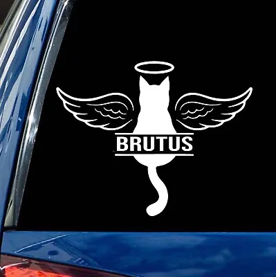 Cat Memorial Decal Personalized Name Angel Wings Halo Vinyl Bumper Sticker Car • $6.99