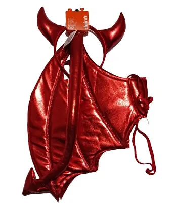 $13.22 • Buy Halloween Women’s Shiny Red Devil Costume Set Horns Claire’s NWT