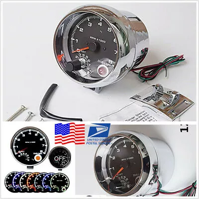 3.7 5  Car Tachometer Gauge Adjustable Shift Light 7 Colors Backlight 0-8000RPM • $23.09