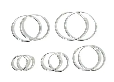925 Sterling Silver Hoop Sleeper Earrings | 6mm - 18mm |  Small - Large • £2.50