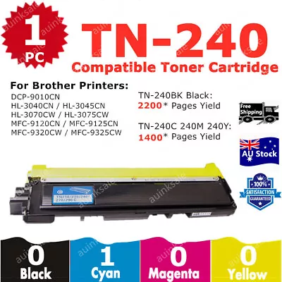 1x Non-OEM TN240 TN 240 Cyan Toner Cartridge For Brother MFC9120CN HL3040 HL3045 • $17.70