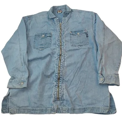 Vintage Guess USA Men's Denim Long Sleeve Zip Up Shirt Size Large  • $22