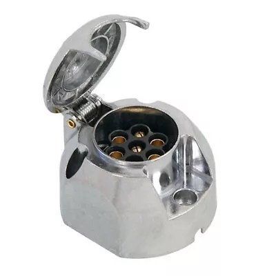 12N 7 Pin Metal Towing Socket For Trailer Or Caravan Lights 12 Volt Aluminium • £6.49