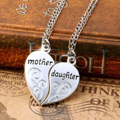 Elegant 925 Sterling Silver Heart Mother Daughter Love Charm Pendant Necklace • $15.74