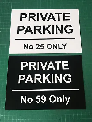 Personalised PRIVATE PARKING Name Printed Metal Signs Number Custom Wall Space • £9.95