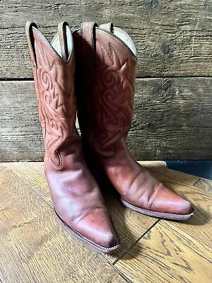 £99.95 • Buy Sancho High Quality Leather Women’s Cowboy Boots Brown Tan Size UK5 EU38 Vintage