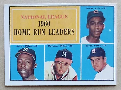1961 Topps 1960 N.l. Home Run Leaders #43 Baseball Hank Aaron Ernie Banks • $19.99