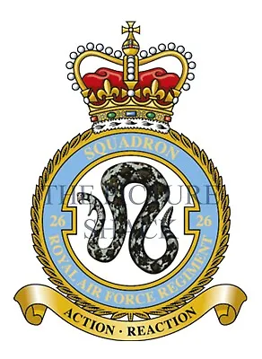 26 SQUADRON RAF REGT CREST ON A METAL SIGN 5 X 7 INCHES. FITS STANDARD FRAME. • £6.99