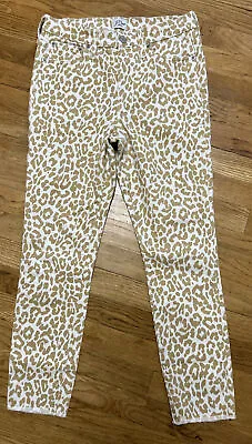 Womens J.CREW White/khaki Cheetah Print 10  HIGH-RISE TOOTHPICK Jeans Sz 27 *B2 • $14.99