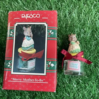 VINTAGE Enesco Merry Mother-To-Be Christmas Ornament Pregnant Mouse Pickles 1991 • $19.99