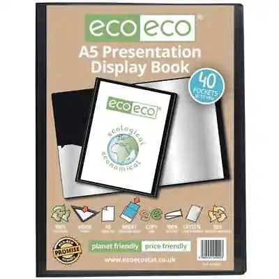 Eco-eco 002 A5 Size 50% Recycled 40 Pocket Black Presentation Display Book • £3.99