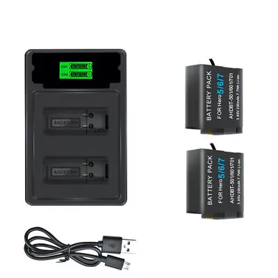 2/4x 2000mAh Battery / Charger Kits For GoPro Hero 5 6 7 8 9 10 Go Pro Camera AU • $47.99