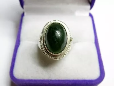 Vintage Russian Soviet Sterling Silver 875 Ring Jade USSR Women's Jewelry 6.5 • $145