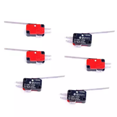 Cylewet 6Pcs V-153-1C25 Micro Limit Switch Long Straight Hinge Lever Arm SPDT Sn • $11.50