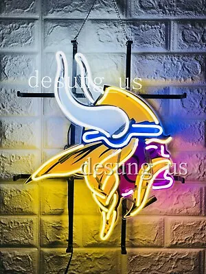 Minnesota Vikings Man Cave 24 X20  Neon Sign Light Lamp With HD Vivid Printing • $229.09