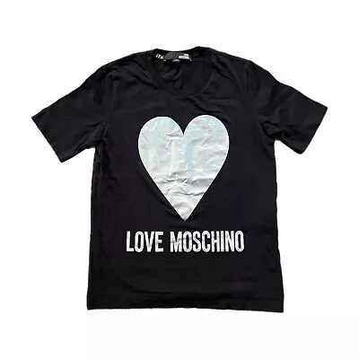 Vintage 90’s Love Moschino Womens Heart Designer T-Shirt Sz:2 • $29.99