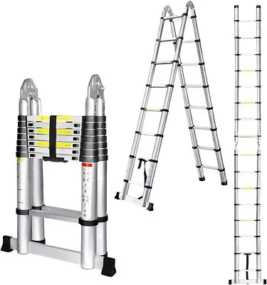 16.5Ft Aluminum Multi Purpose Telescopic Extension Folding Ladder A-Frame 330lbs • $125.80