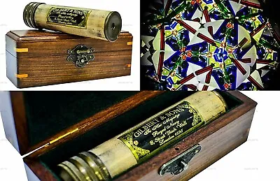 Vintage Antique Brass Double Rotating Wheel Stained Glass Kaleidoscope Handmade • $43.70