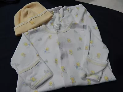 EUC Kissy Kissy Baby Convertible Duck EASTER Gown And Magnolia Hat Yellow Newbor • $19.99