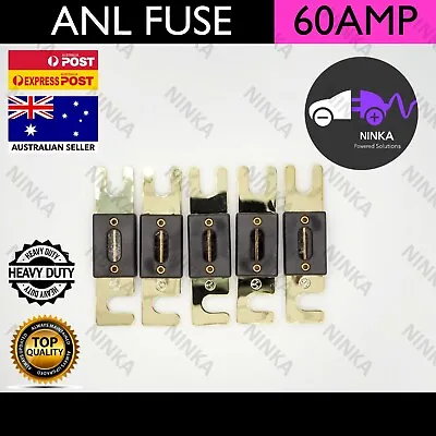 $26.95 • Buy 5x 60A ANL FUSE Inline Gold Plated Amp Auto Caravan Dual Battery Solar Audio 