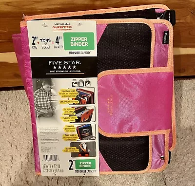 Mead Pink 5-Star 2” Zipper Binder 1100 Sheet Capacity • $19.99