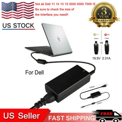 $11.35 • Buy 45W AC Adapter For Dell Inspiron 11 13 14 15 3000 5000 7000 Series Charger US
