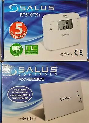 Salus Vaillant Wireless Programmable Room Thermostat RF Stat RT510TX + RXVBC605 • £79.99