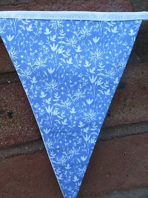 Blue Floral Bunting. Fabric. Handmade. Shabby Chic. Party Garden Bedroom. • £6