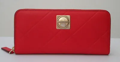 Marc By Marc Jacobs Slim Leather Zip Around Cambridge Red Wallet • $199.99