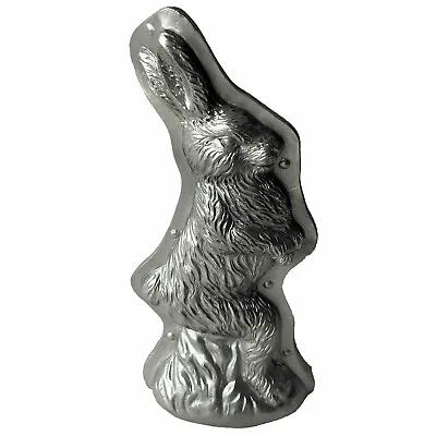 Primitive Tin Style Easter Bunny Rabbit Silver Solid Resin Chocolate Mold Faux • $10.49