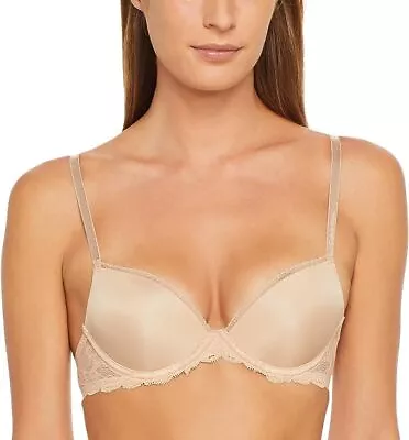 Calvin Klein Women's Seductive Comfort With Lace Demi Bra Sz 40c Beige • £19.93