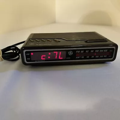 Vintage GE Digital Clock Radio 7-4612A AM FM Alarm Woodgrain Tested Works • $21.99