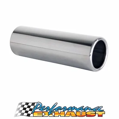 Straight Cut Rolled In STAINLESS Exhaust Tip - 2  In - 2 1/8  Outlet (6.5  Long) • $16