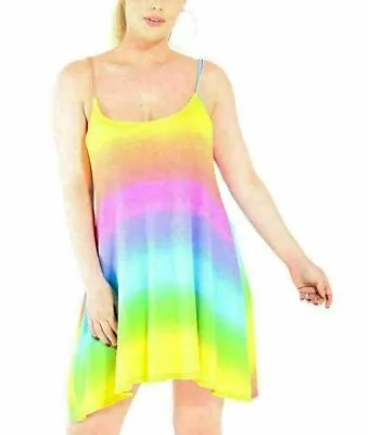 Women Ladies Printed Strappy Swing Sleeveless Mini Summer Vest Cami Dress Top • £10.71