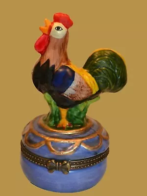 Rooster French Country Style Trinket Ceramic  Box - Hinged - 3.5 Inches Tall • $9.99