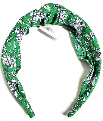 J.Crew Factory Printed Knotted Headband Bright Clover Green Antique Navy NWT • $33