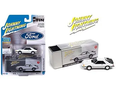 2021 Johnny Lightning 1:64 1985 Ford Mustang SVO White Collector Tin JLCP7376 B  • $10.99