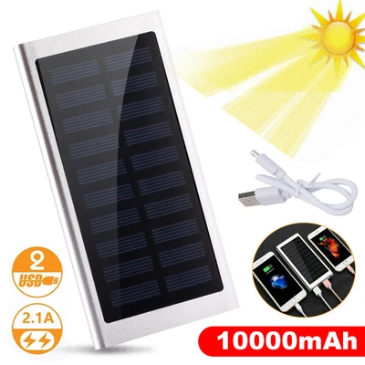 $14.79 • Buy 10000mAh Solar Power Bank Portable External Battery Dual USB Phone Charger New