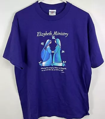 Vtg Religious Church Elizabeth Ministry TShirt Religion Jesus Mary 1996 Sz L • $14