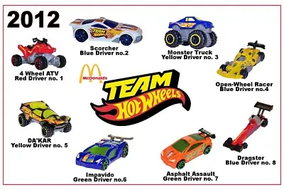 2012 Team Hot Wheels Mcdonalds Happy Meal Toys - U - Pick • $3.99